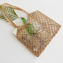 Load image into Gallery viewer, New Hand-Woven Hollowwork Straw Bag