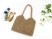 Load image into Gallery viewer, New Hand-Woven Hollowwork Straw Bag